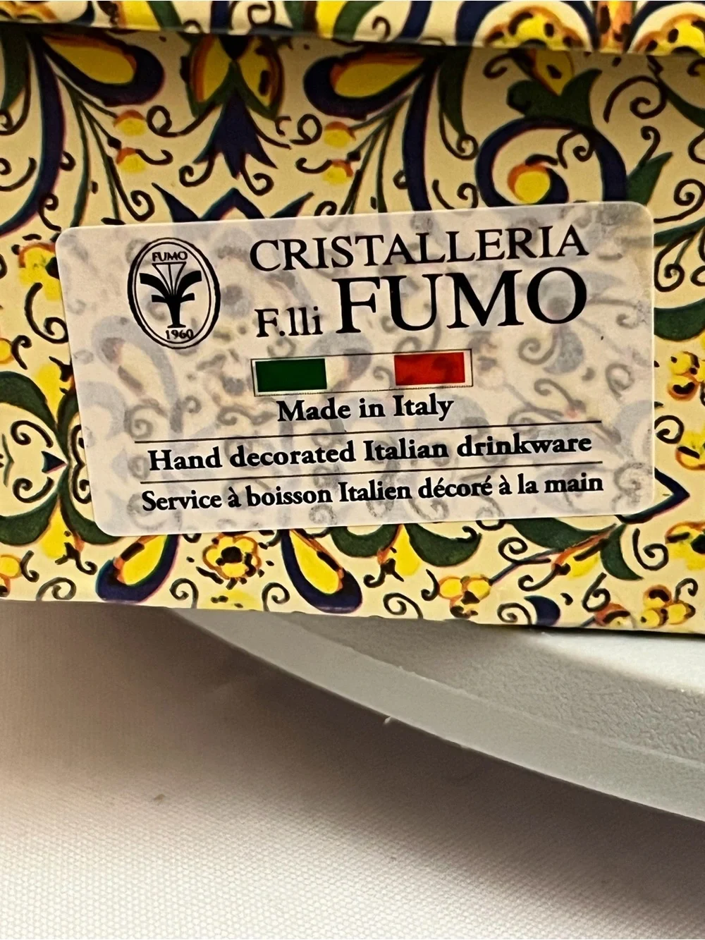 Cristalleria Fumo Italian Cordial Liqueur Glasses Set of 4 Gold Rim Boxed